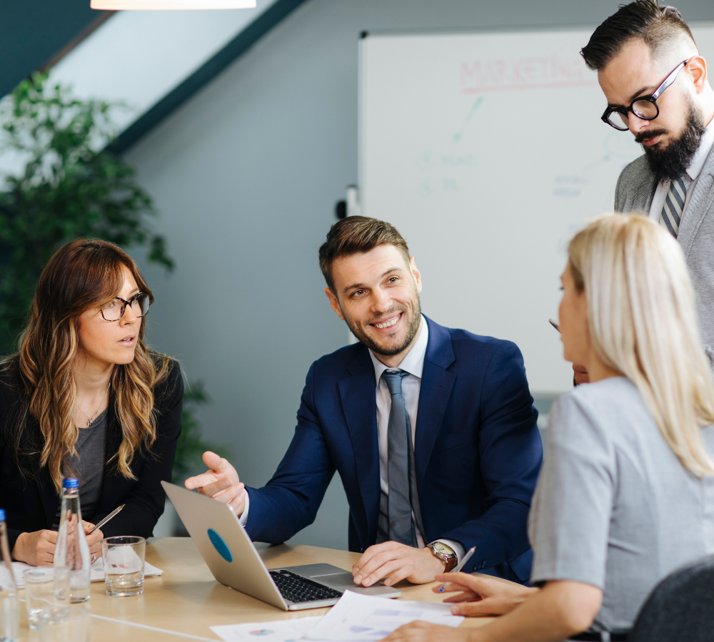 Happy Employee and Team in Action - (1000 x 900)